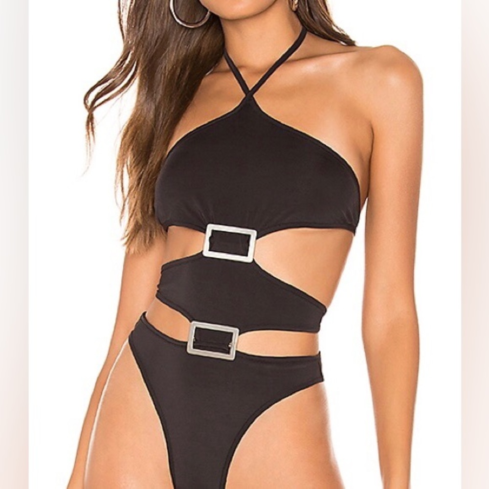 I.AM.GIA Devon Halter Neck Bodysuit Silver Buckles Small NWOT